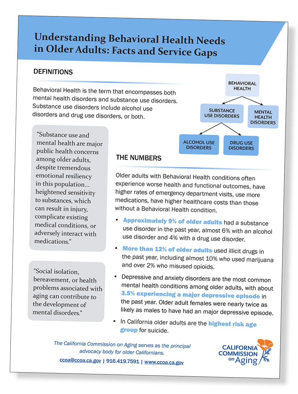 Understanding Behavioral Health Needs in Older Adults: Facts and Service Gaps